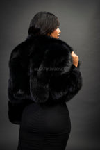 Women's Lauren Short Fox Bomber Jacket [Black]