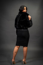 Women's Lauren Short Fox Bomber Jacket [Black]