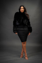 Women's Lauren Short Fox Bomber Jacket [Black]