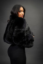 Women's Lauren Short Fox Bomber Jacket [Black]