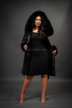 Women's Diana Shearling Sheepskin Jacket With Fox [Black]