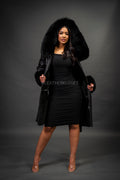 Women's Diana Shearling Sheepskin Jacket With Fox [Black]