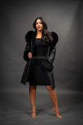 Women's Diana Shearling Sheepskin Jacket With Fox [Black]