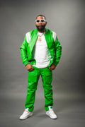 Men's Liam Varisty Jacket & Leather Cargo Pants [Green]