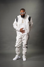 Men's Liam Leather Track Suit [White/Black]