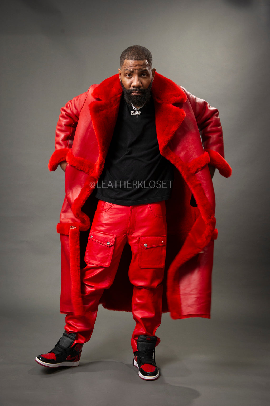Men's Shearling Trench Coat [Red]