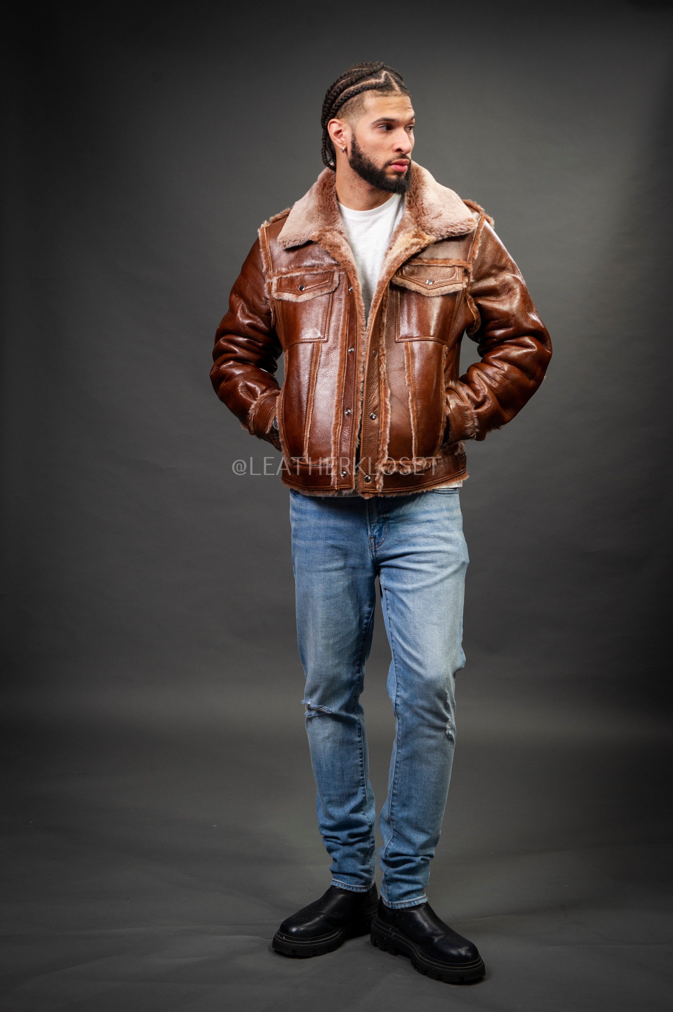 Men's Shepherd Shearling Jacket [Cognac] – LeatherKloset