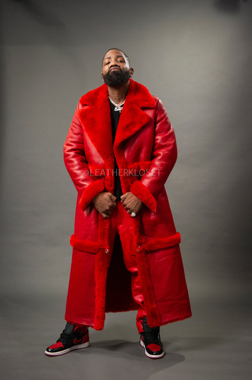 Men's Shearling Trench Coat [Red]