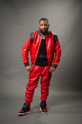 Men's Liam Leather Track Suit [Red/Black]