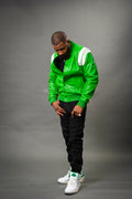 Men's Liam All-Leather Varsity Jacket [Green/White]