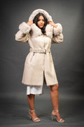 Women's Diana Shearling Sheepskin Jacket With Fox [Cream]