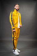 Men's Leather Track Suit Sweatsuit [Yellow/Black]