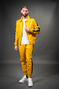 Men's Leather Track Suit Sweatsuit [Yellow/Black]