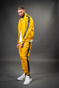 Men's Leather Track Suit Sweatsuit [Yellow/Black]