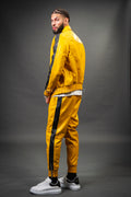 Men's Leather Track Suit Sweatsuit [Yellow/Black]