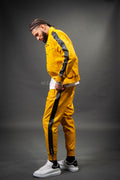 Men's Leather Track Suit Sweatsuit [Yellow/Black]