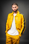 Men's Leather Track Suit Sweatsuit [Yellow/Black]