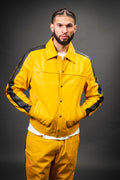 Men's Leather Track Suit Sweatsuit [Yellow/Black]