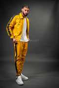 Men's Leather Track Suit Sweatsuit [Yellow/Black]