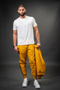 Men's Leather Track Suit Sweatsuit [Yellow/Black]