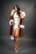 Women's Diana Shearling Sheepskin Jacket With Fox [Cognac]