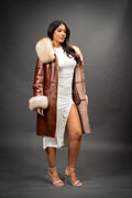 Women's Diana Shearling Sheepskin Jacket With Fox [Cognac]