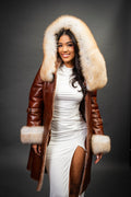 Women's Diana Shearling Sheepskin Jacket With Fox [Cognac]