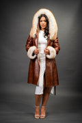 Women's Diana Shearling Sheepskin Jacket With Fox [Cognac]