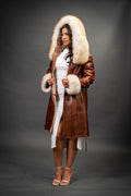 Women's Diana Shearling Sheepskin Jacket With Fox [Cognac]