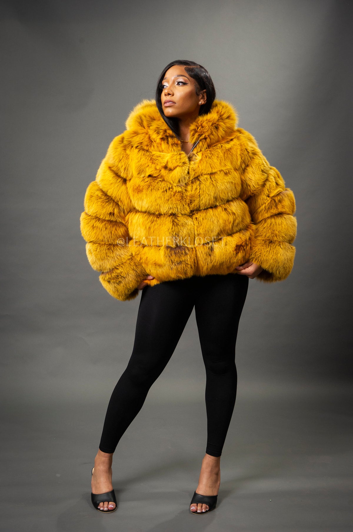 Women's Felice Fox Bomber Jacket With Hood [Mustard]