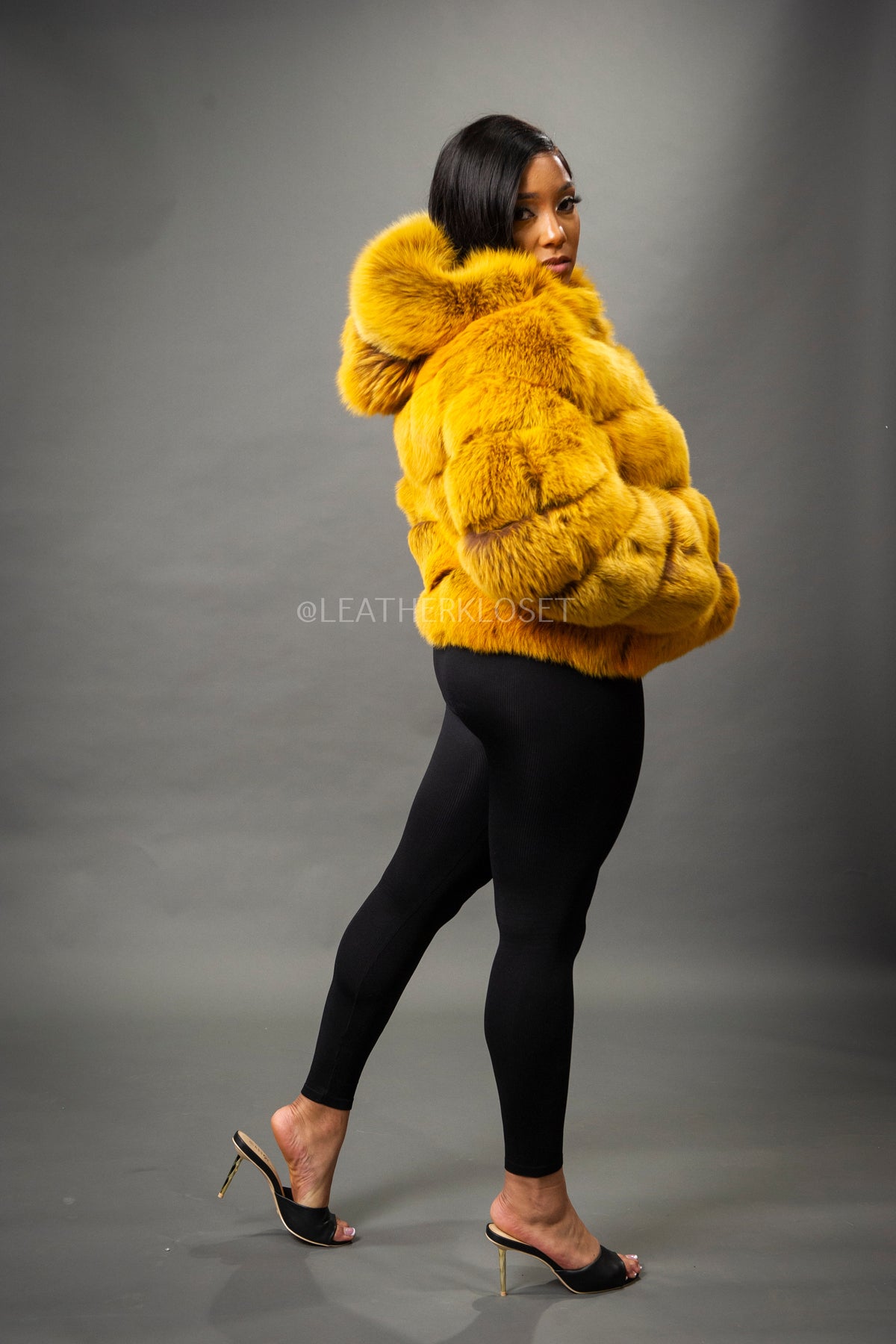 Women's Felice Fox Bomber Jacket With Hood [Mustard]
