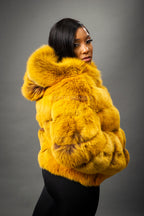 Women's Felice Fox Bomber Jacket With Hood [Mustard]