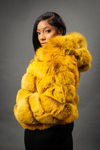 Women's Felice Fox Bomber Jacket With Hood [Mustard]