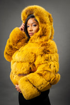 Women's Felice Fox Bomber Jacket With Hood [Mustard]