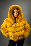 Women's Felice Fox Bomber Jacket With Hood [Mustard]