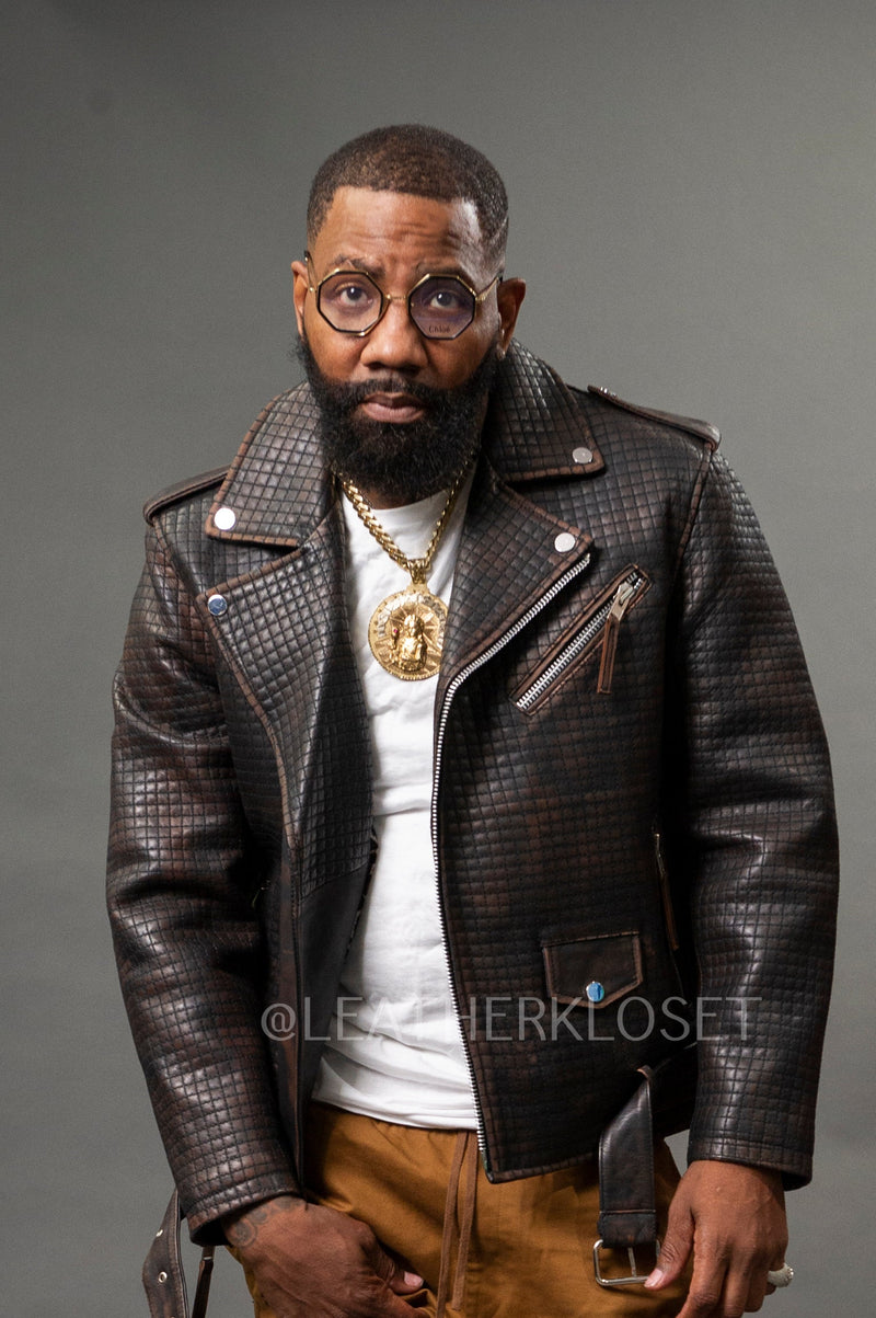 Men's Box Biker Jacket [Brown Copper]