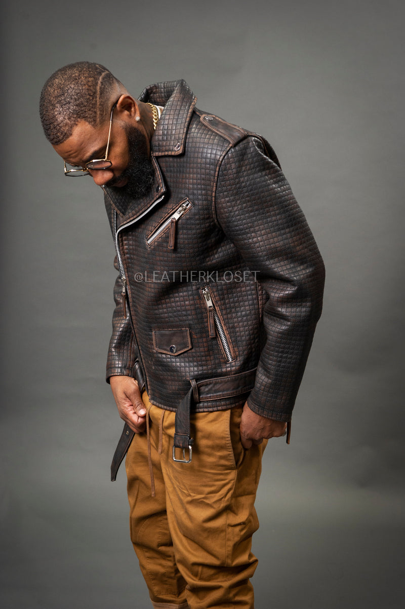 Men's Box Biker Jacket [Brown Copper] – LeatherKloset