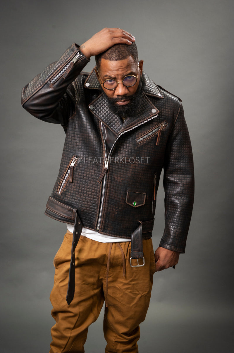 Men's Box Biker Jacket [Brown Copper] – LeatherKloset