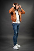 Men's Leather Hoodie [Caramel Crunch]