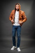 Men's Leather Hoodie [Caramel Crunch]