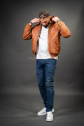 Men's Leather Hoodie [Caramel Crunch]