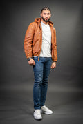 Men's Leather Hoodie [Caramel Crunch]