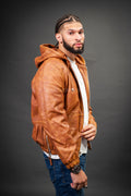 Men's Leather Hoodie [Caramel Crunch]