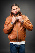 Men's Leather Hoodie [Caramel Crunch]