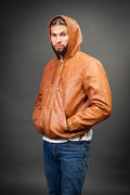 Men's Leather Hoodie [Caramel Crunch]