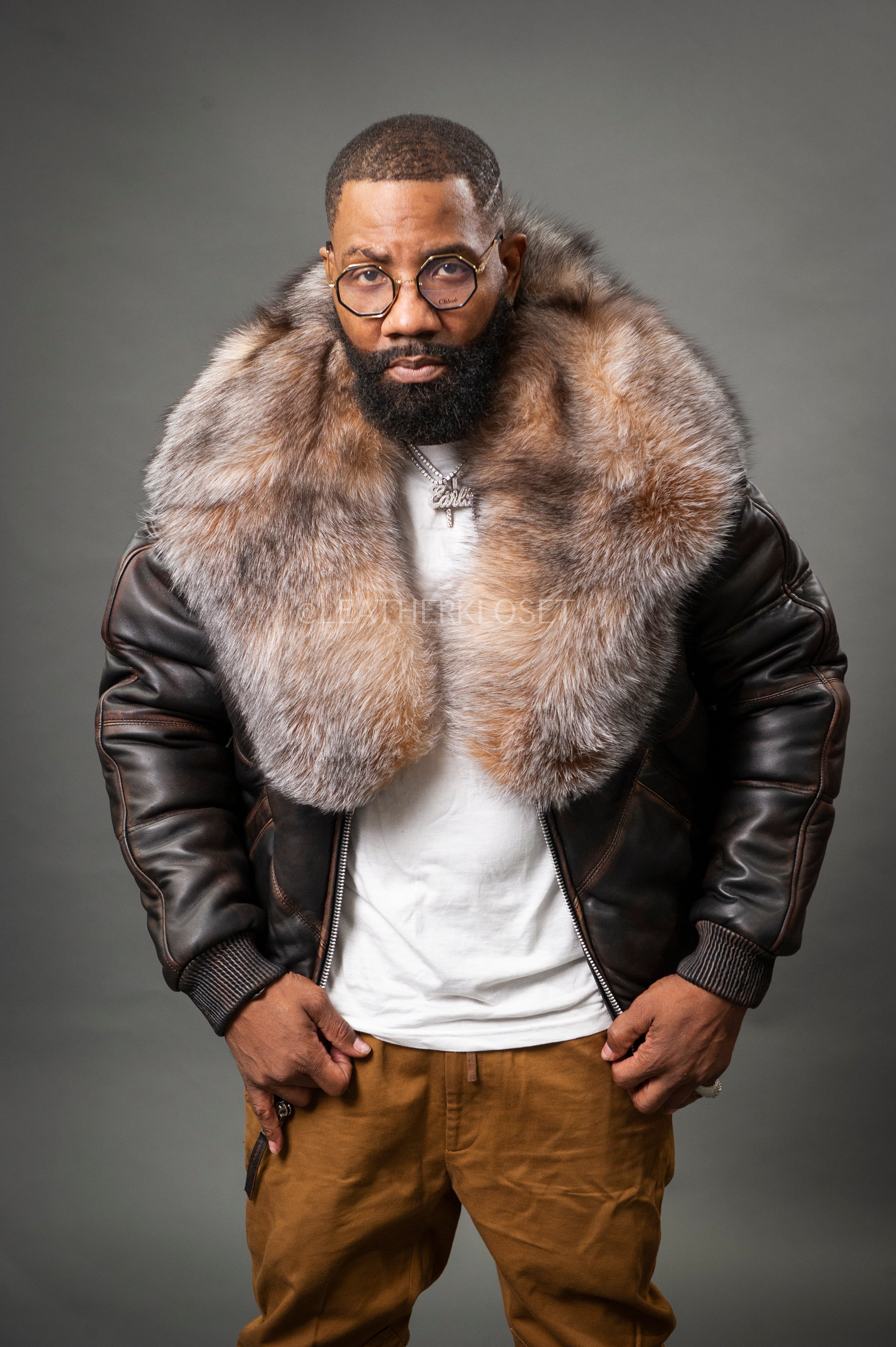 V-Bomber Leather Premium Full Fox Fur Collar [Copper] – LeatherKloset