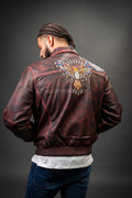 Men's Custom Hand-Work Leather Jacket [Red]