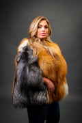 Women's Fox Fur Poncho [Red Fox/Silver Fox]