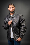 Men's Custom Hand-Work Leather Jacket [Grey]