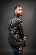 Men's Custom Hand-Work Leather Jacket [Grey]